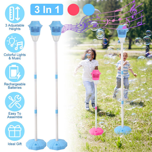 2Pack 3 In 1 Standing Bubble Machines With Colorful Lights And Music Kids Gym From House