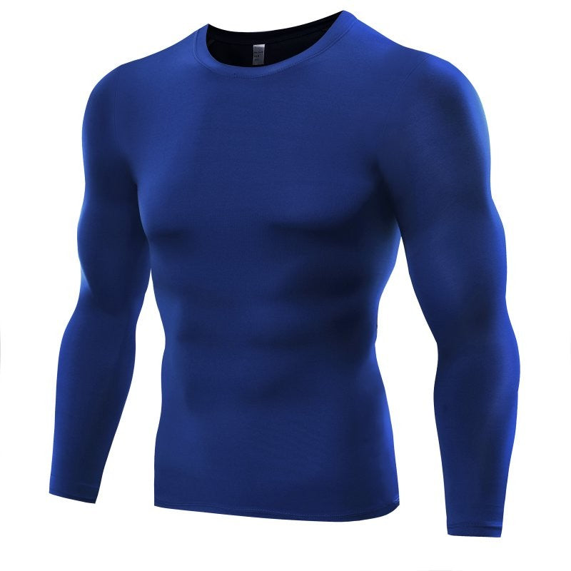 Men's Blank Long Sleeve Compression Top Men dealsniper-net Blue L