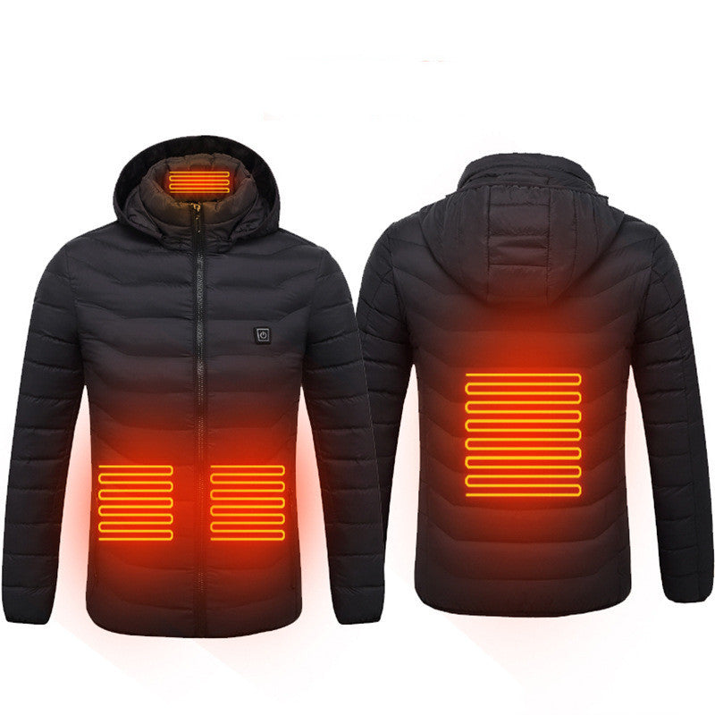 New Heated Jacket Coat USB Electric Jacket Cotton Coat Heater Men Electronics Office Black Zone4 2XL