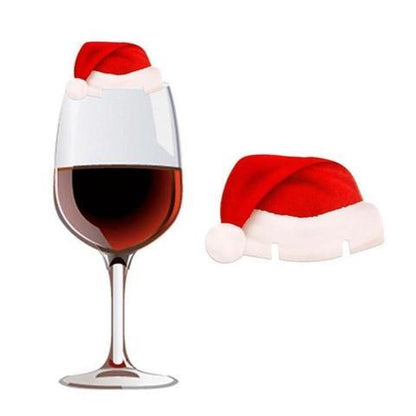 10PcsLot Paper Red Christmas Hat Wine Champagne Tipple Cup