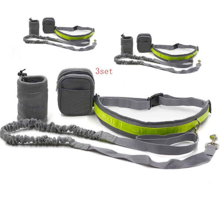 Adjustable Hands Free Dog Leash Pets dealsniper-net Gray Q3set