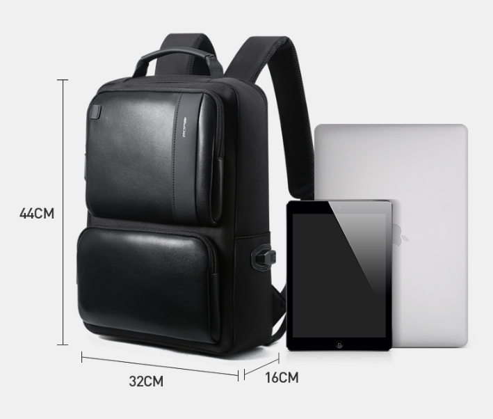 BOPAI Black Leather Backpack College Bag for Boys Men DealSniper.net