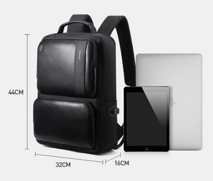 BOPAI Black Leather Backpack College Bag for Boys Men DealSniper.net