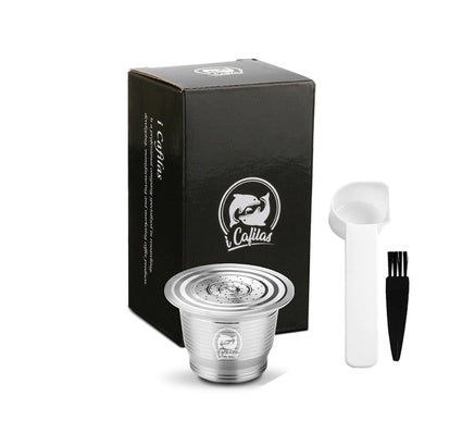Stainless Steel Reusable Nespresso Refillable Coffee Capsule Pod Filter Kitchen DealSniper.net Round hole capsule