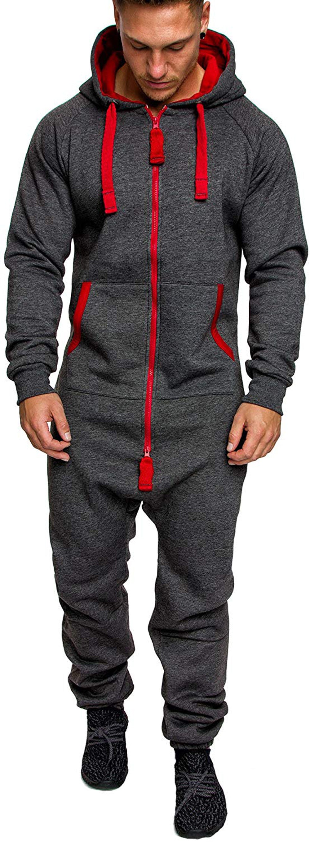 Hooded fleece bodysuit Men dealsniper-net Dark Grey 3XL