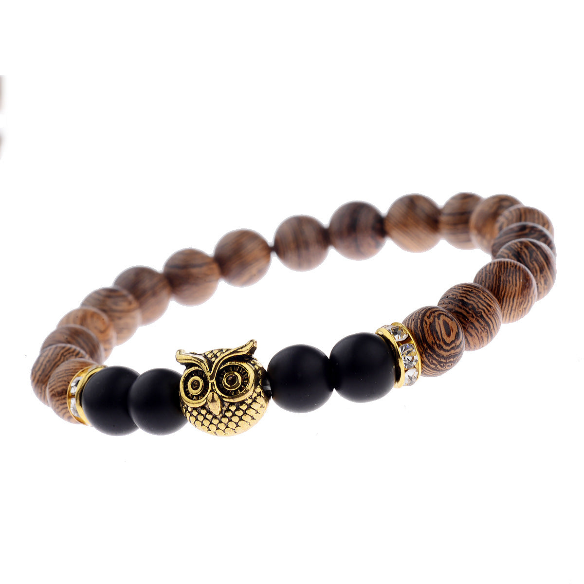 Owl frosted stone lifeline wood grain bracelet Jewelry dealsniper-net