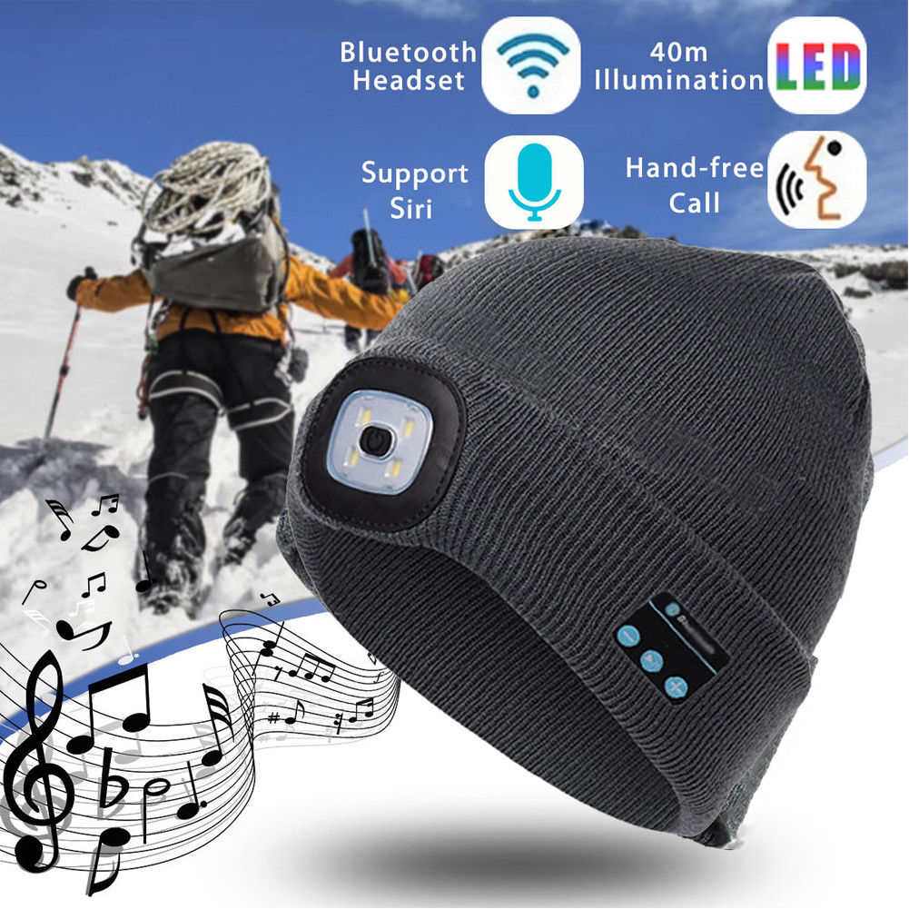 Bluetooth LED Hat Wireless Smart Headset Headphone Gadgets dealsniper-net