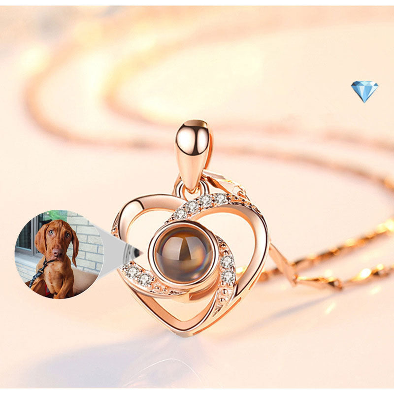 S925 Silver Romantic Colorful Photo Projection Necklace