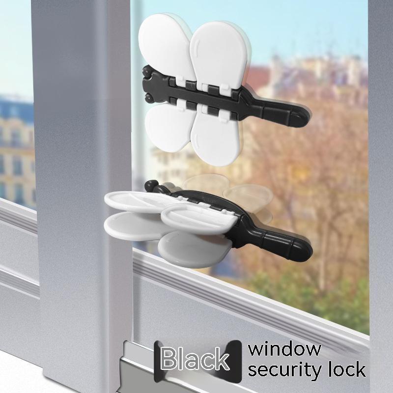 Children's Safety Protection Window Lock Punch-free Anti-pinching House dealsniper-net Window Security Lock Black