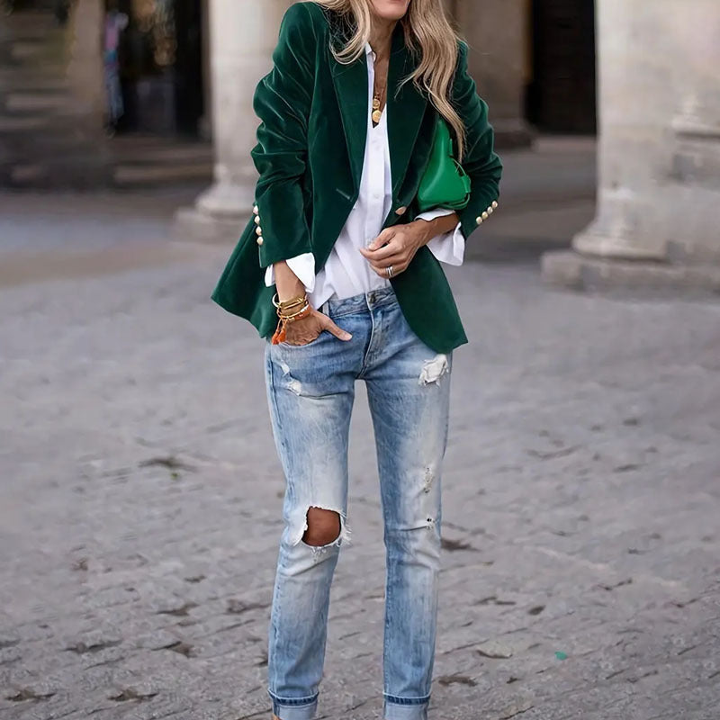 Velvet Lapel Casual Suit Business Fashion Slim Women null