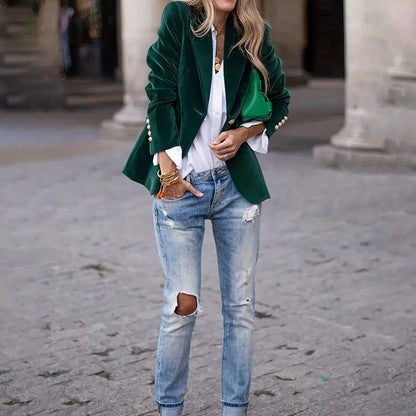 Velvet Lapel Casual Suit Business Fashion Slim Women null