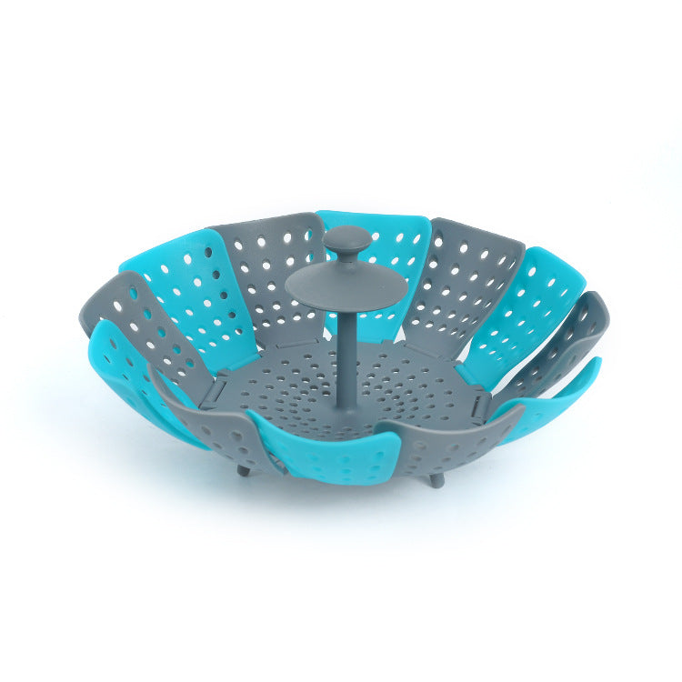 Kitchen Foldable And Retractable Fruit Basket In Plastic Steamer With Handle Kitchen DealSniper.net Dark Blue