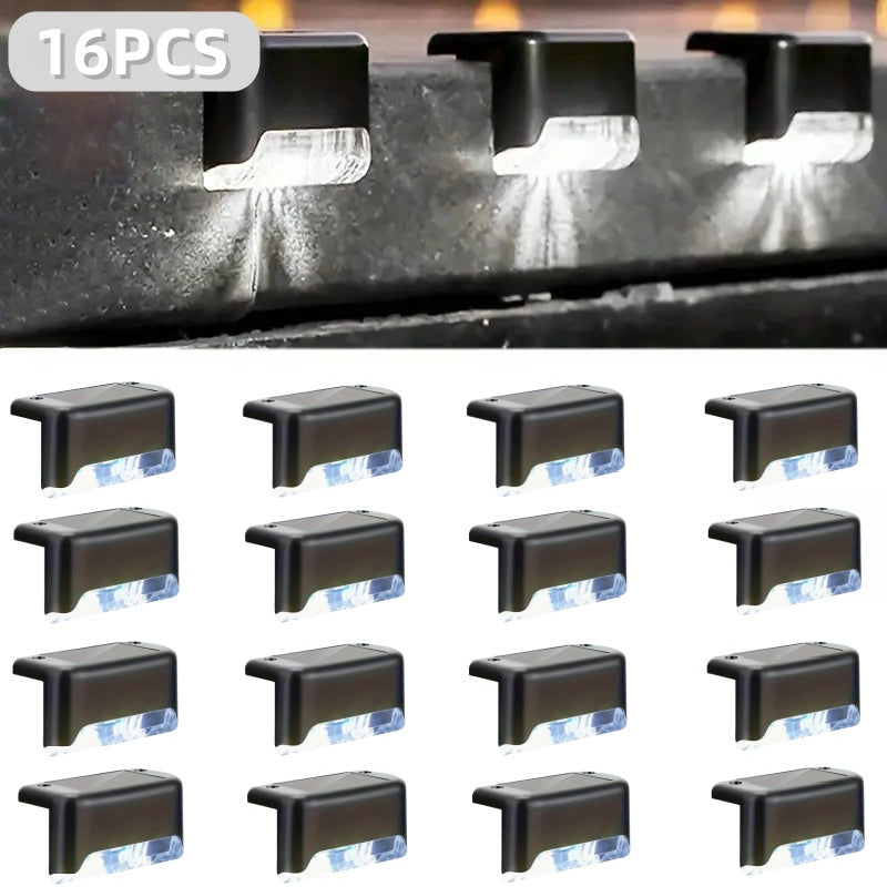 32&16 PCS Solar Deck Lights Outdoor Solar Step Lights Outdoor Gym From House White Light 16Pack