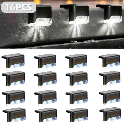 32&16 PCS Solar Deck Lights Outdoor Solar Step Lights Outdoor Gym From House White Light 16Pack