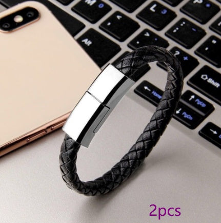 New Bracelet Charger USB Charging Cable Data Charging Electronics dealsniper-net Black 2pcs Android interface 20cm