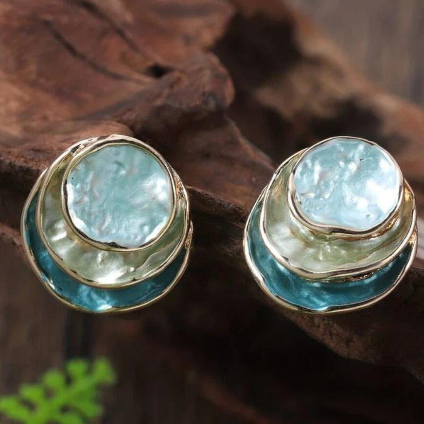 Ins Three-colored Painting Round Earrings Fashion Jewelry dealsniper-net Color