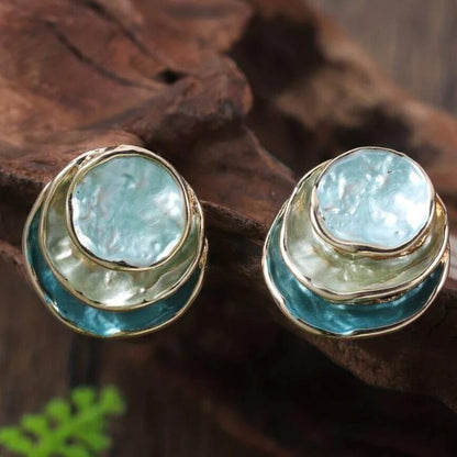 Ins Three-colored Painting Round Earrings Fashion Jewelry dealsniper-net Color