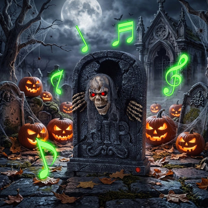 Halloween Creative Electric Tombstone With Swinging Skeleton Holidays DealSniper.net