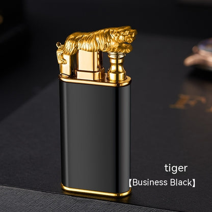 Creative Blue Flame Lighter Dolphin Dragon Tiger Double Fire Gadgets dealsniper-net All Tiger Black 1PCS