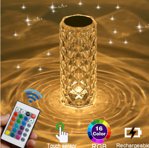 Creative Crystal Diamond Table Lamp Acrylic Bedroom Bedside Home Decor dealsniper-net 16color Touch Rechargeable Diamond Style USB