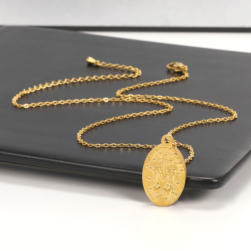S925 Vintage Cameo Necklace Simple Personality Jewelry dealsniper-net