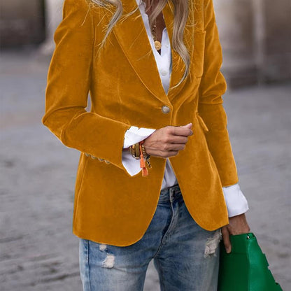 Velvet Lapel Casual Suit Business Fashion Slim Women null Orange L