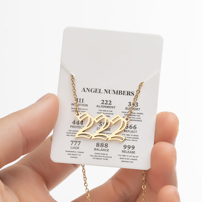 Women's New Angel Lucky Digital Pendant Necklace Jewelry dealsniper-net Hollowed out Gold Number2
