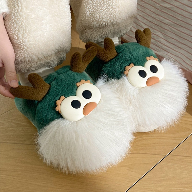 Cute Cartoon Christmas Deer Cotton Shoes Winter Indoor Women dealsniper-net