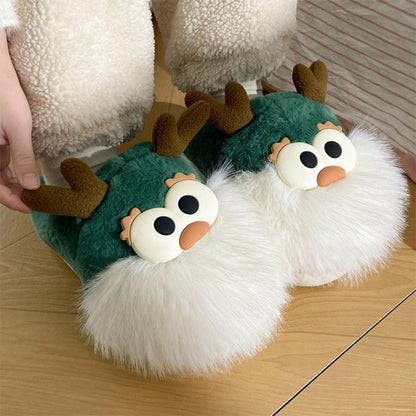 Cute Cartoon Christmas Deer Cotton Shoes Winter Indoor Women dealsniper-net