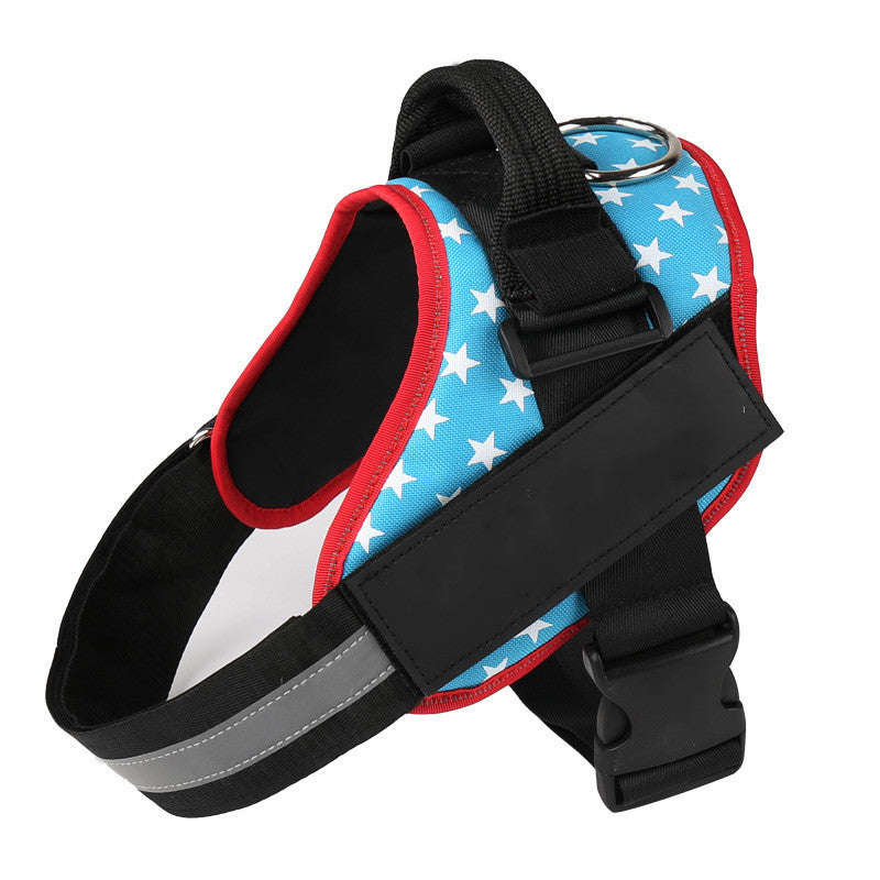 Pet Traction Rope Pet Chest Harness Dog Traction Rope Pets dealsniper-net Blue stars L