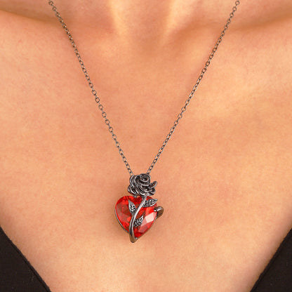 Punk Rose Love Necklace Fashion Personality Heart-shaped Jewelry dealsniper-net