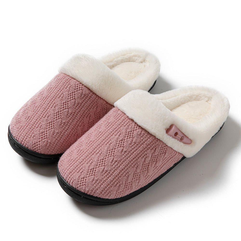 Winter Cotton Slippers Baotou Warm Flat Slippers Home Daily Soft Non-slip Bottom House Shoes Women Men Couple Women DealSniper.net Pink 36or37