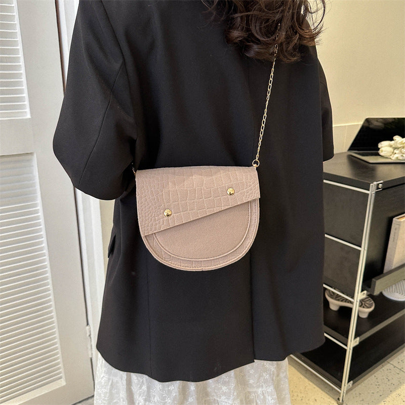 Casual Felt Solid Color One-shoulder Crossbody Bag Foreign Saddle Women dealsniper-net