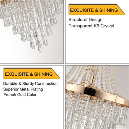 Golden Crystal Chandelier, Large Modern Luxury Chandelier