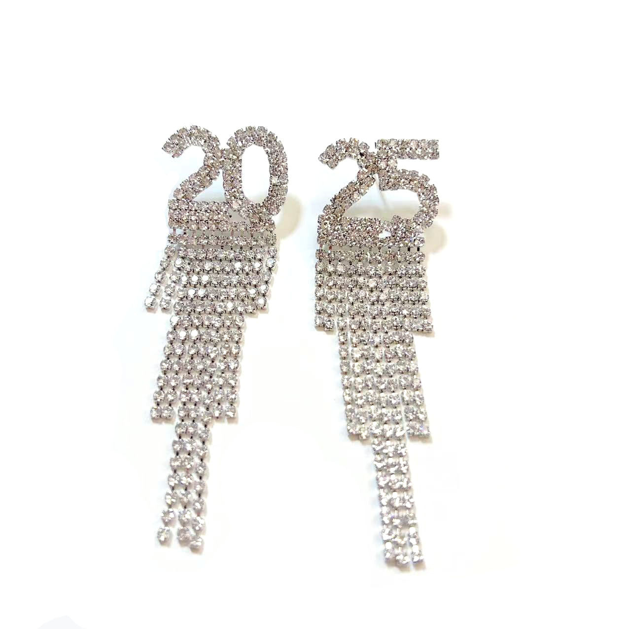 Digital Rhinestone Letter Earrings For New Year Pendant Earrings Jewelry dealsniper-net White K