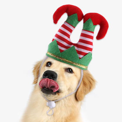 Pet Christmas Dress Up Dog Christmas Hat Pet Funny Striped Deals DealSniper.net Photo Color One size