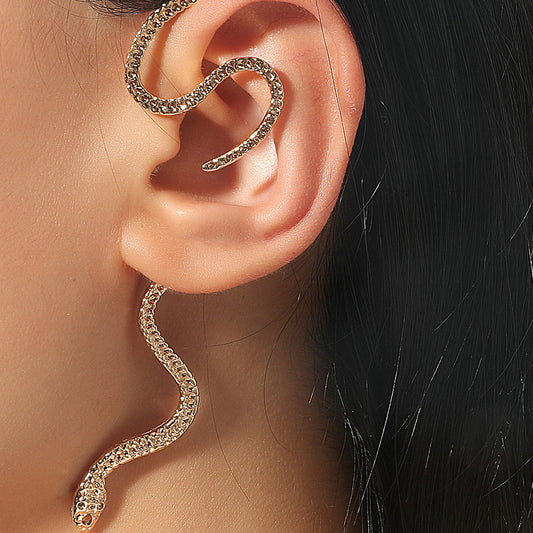 Non-hole Ear Clip Vintage Zircon Snake-shaped Earrings Gifts