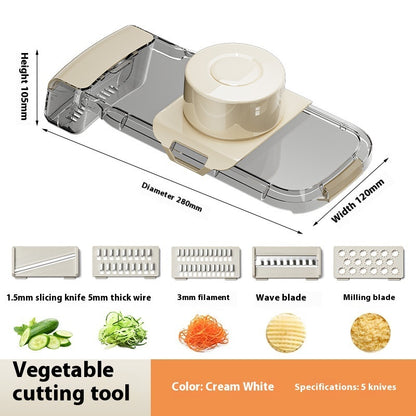 2 in1 Multifunctional Vegetable Cutter For Cutting And Draining Kitchen dealsniper-net Transparent 5 Knives