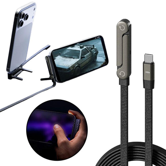 Fast Charging Foldable Bracket Data Cable 2-in-1 Data Wire Gadgets Gym From House