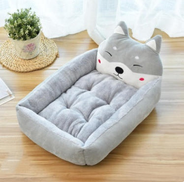 Kennel removable and washable Teddy cartoon pet nest Pets dealsniper-net Grey Akita L