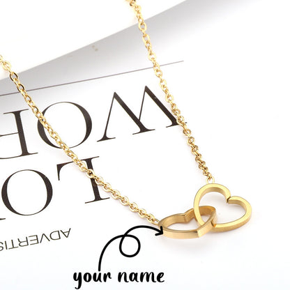 Mirror Stainless Steel Necklace Heart-to-heart Titanium Steel Jewelry dealsniper-net
