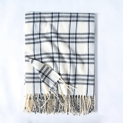 Women's New Line Printed Cashmere Scarves Women Gym From House Beige
