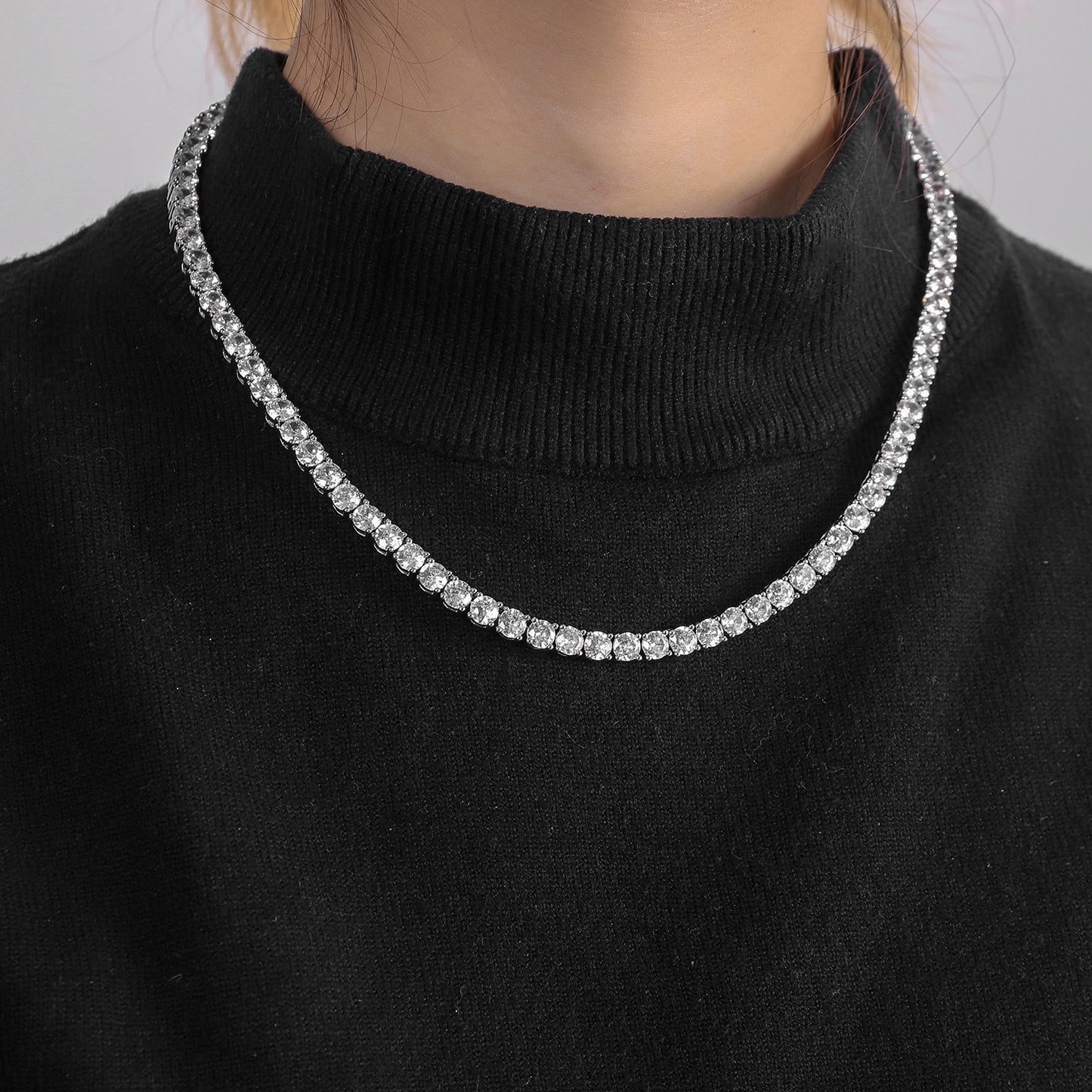 Tennis Necklace Men And Women Couple Light Luxury Fashionista Jewelry Gym From House Silver 18INCH