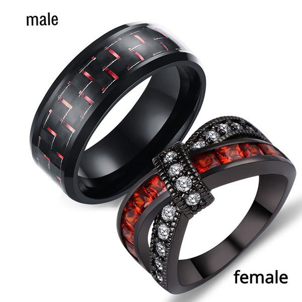 New Black Gold Garnet Red Cross Zircon Ring Jewelry dealsniper-net