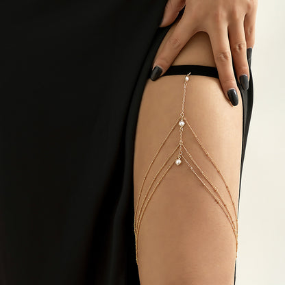 Leisure Beach Pearl Leg Ring Body Chain Women DealSniper.net