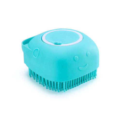 Silicone Dog Bath Massage Gloves Brush Pet Cat Bathroom Cleaning Tool Pets dealsniper-net Blue square