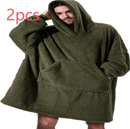Hoodie Sweatshirt With Big Pocket Tops Sweater Comfortable Loose Women dealsniper-net Army Green 2pcs One size