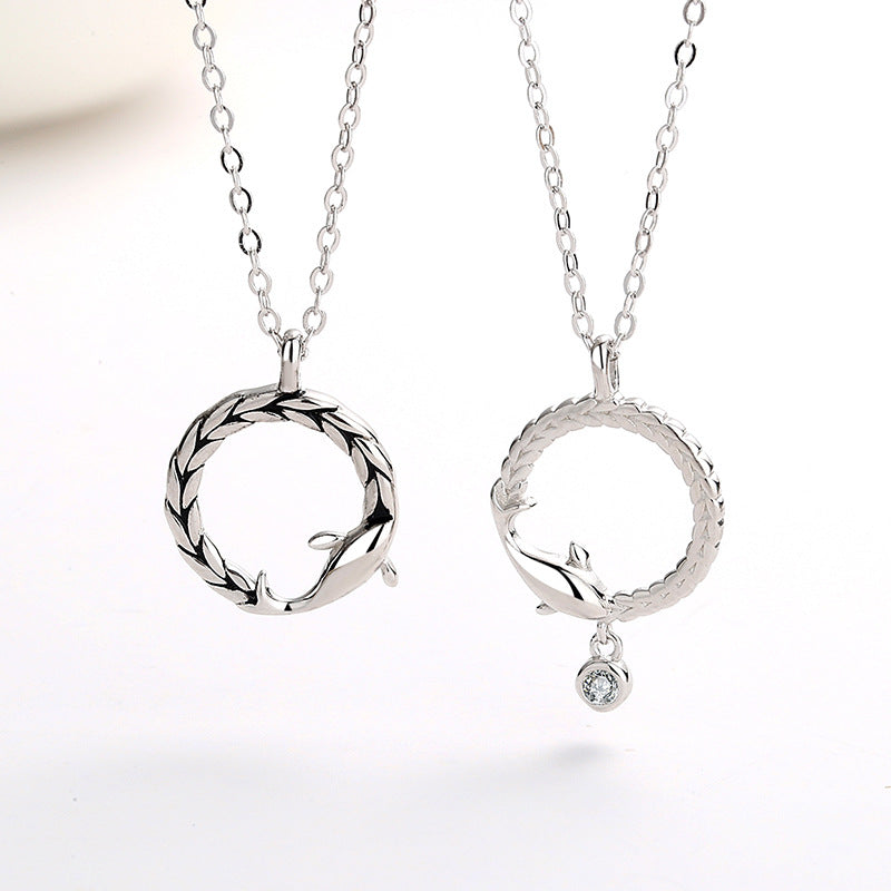 S925 Sterling Silver Fish Pendant Necklace Jewelry Gym From House
