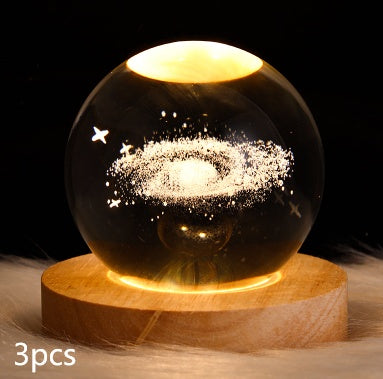 Luminous Starry Sky And Planets Moon Moon Crystal Ball Night Lamp Home Decor Gym From House Solid Wood Lamp Holder Nebula 6CM 3PCS