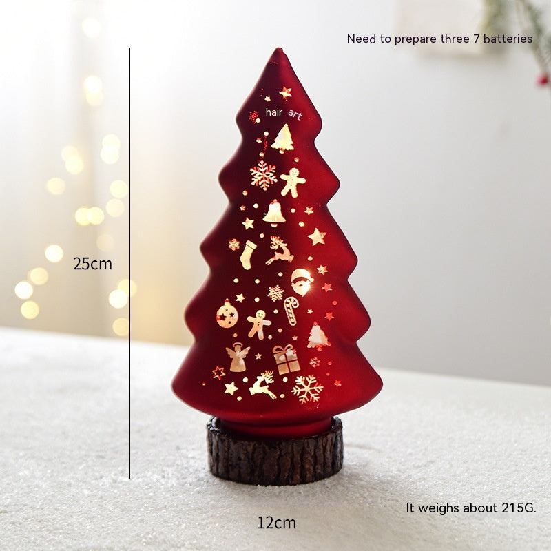 Christmas Luminous Glass Desktop Decoration Holidays dealsniper-net Red Christmas Tree